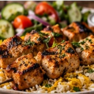 Chicken Shish Kebab Over Rice